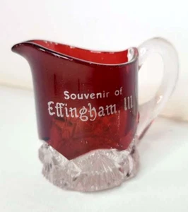 1890er Effingham Ill Souvenir Ruby Flash Miniatur Krug viktorianisch - Bild 1 von 7