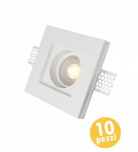 10 PEZZI Portafaretto a Incasso Attacco GU10 Quadrato Gesso Verniciabile Interni - Foto 1 di 5
