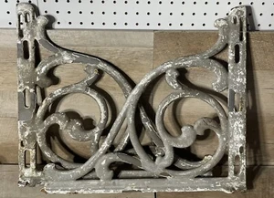 Antique Victorian Cast Iron Wall Bracket Pair Scroll XL - Picture 1 of 13