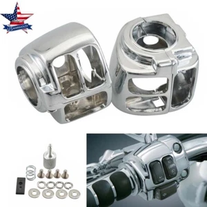 Chrome Hand Control Switch Housing Covers For Harley Touring Softail Sportster - Picture 1 of 15