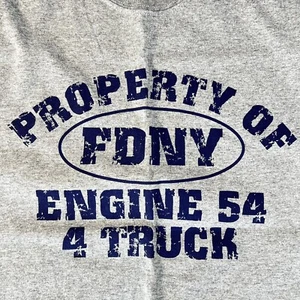 Property of FDNY Engine 54 - 4 Truck - Mens T-Shirt Size Large, Gray - Picture 1 of 6