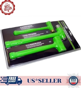 DEAD BLOW HAMMER SET – deadblow hammers – high visibility green – hand tools - Picture 1 of 2