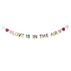 Engagement Party Banner Decoration Love is in the Air Bunting Garland Hearts - Picture 1 of 1