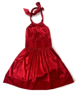 Vintage Y2K ROBERTA Red Satin Party Dress Halter Junior’s size 3/4 - Image 1 of 4