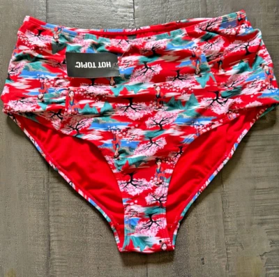 TERNO DE BANHO DISNEY MULAN PRINCESA FLORES DE CEREJEIRA BIQUÍNI PARTE INFERIOR ALTA NOVO COM ETIQUETAS TAMANHO G - Imagem 1 de 4