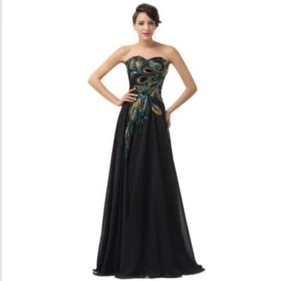 Women's Elegant Performance Sleeveless Strapless Dress Prom Bridesmaid Ball Gown - Image 1 of 4