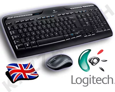 Logitech MK330 Wireless UK QWERTY KeyBoard & Mouse Desktop Combo Set in Black - Image 1 of 4
