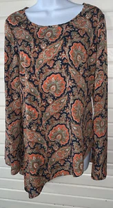 Rancho Estancia Sz MEDIUM Southwest Paisley Pullover Asymmetrical Tunic EUC - Picture 1 of 11