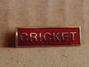  School Cricket  team  Red  enamel Badge 2.5cm's 1990's Fattorini 