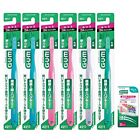GUM Dental Toothbrush #211 [3-row compact head, normal tapered bristles] 6 piece