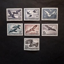 AUSTRIA 1950/53 POSTA AEREA-UCCELLI, SERIE C/TA DI 7 VALORI INTEGRI MNH**