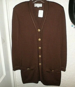 St. John Collection Brown Knit Sweater Jacket Size 8 - Picture 1 of 4
