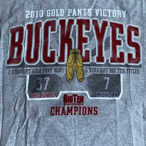 NEW The Ohio State OSU Buckeyes 2010 Gold Pants Big 10 SS T-Shirt Adult Sz S Cover