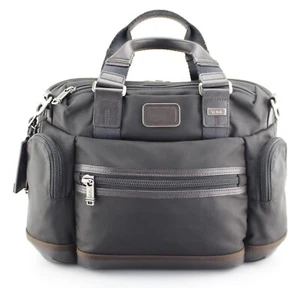 TUMI Alpha Bravo 'Brooks' Black / Brown Nylon Slim Briefcase - 222619HK2 - Picture 1 of 8