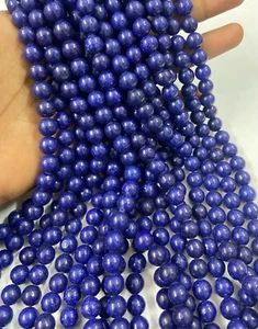 Lapislazuli Glatt Rund Perlen 15 Zoll Strang 4 mm 6 mm 8 mm 10 mm Natürlicher Edelstein - Bild 1 von 7