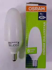1x 9W (=40W) Osram Low Energy Power Saving CFL Candle Light Bulbs SES E14 Lamps - Picture 1 of 1
