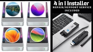 4 in 1 Mac OS Bootable USB Flash Drive Installer Repair Service With Guide - Picture 1 of 3