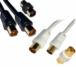 Coaxial TV Aerial Cable RF Male to Male Lead with Coupler Digital Coax 1m - 50m - Picture 1 of 14