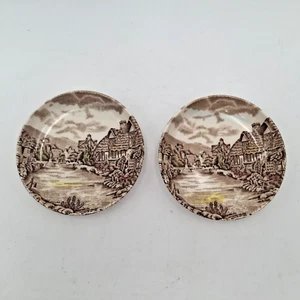 Menge 2 Johnson Brothers Olde Englisch Landschaft Braun Mehrfarbig Untersetzer 4-1/8" - Bild 1 von 12