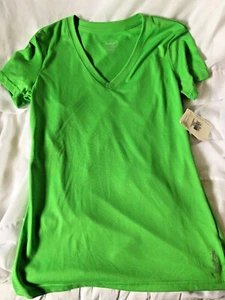 Camiseta para mujer Reebok manga corta cuello en V verde talla pequeña *nueva con etiquetas - Imagen 1 de 8