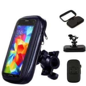 Motorcycle Handlebar Phone Holder Case Support Stand Bag Waterproof Mount Cover - Photo 1 sur 12