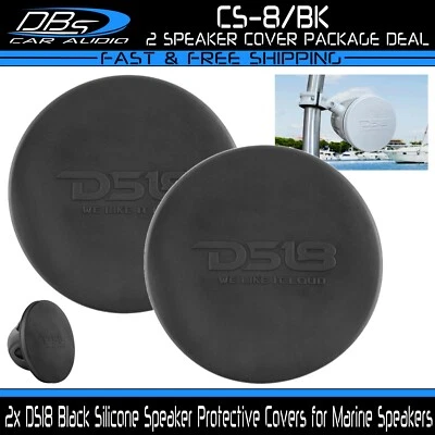 2x DS18 CS-8/BK 8" Black Silicon Speaker Protective Covers for Marine Speakers