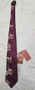 Herrenkrawatte Burgunderrot Drache Nanjing Xici Palast Quadrat Brokat China Seidenmischung Neu mit Etikett - Bild 1 von 12