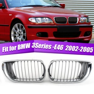 Chrome Front Bumper Kidney Front Grille for BMW E46 3 Series 2001-06 Left+Right - Bild 1 von 14