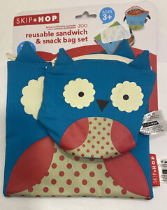 NEW Skip Hop Sandwich & Snack Bags Reusable Washable OWL, Free Shipping