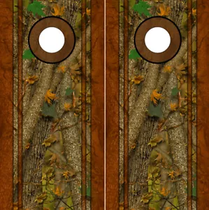 Calcomanías Cornhole envolturas camuflaje gráficos bosque camuflaje castaño rayas marrones - Imagen 1 de 2