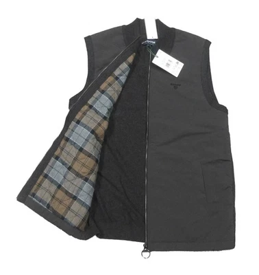 ¡Especial! Chaleco chaleco tejido Barbour para hombre negro carbono Leyburn mezcla de lana Foto 1 de 4