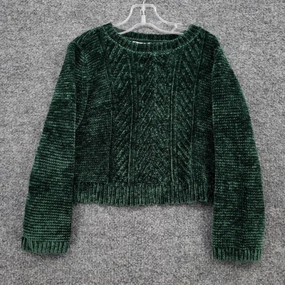 Suéter Tommy Bahama Niños Niñas Pequeño Verde Chenilla Dobladillo Festoneado Pullover Foto 1 de 4