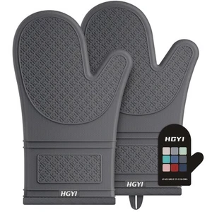Silicone Oven Mitts, Heat Resistant Oven Gloves with Quilted Liner, Waterproo... - Picture 1 of 7