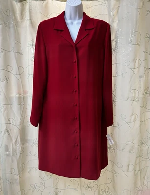 NWT VTG Talbots Red Collared Button Up Shoulder Pads Dress Size 14 Long Sleeve - Image 1 of 4