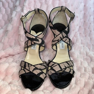 Tacón con tiras de encaje cebra Jimmy Choo talla 40 Foto 1 de 4