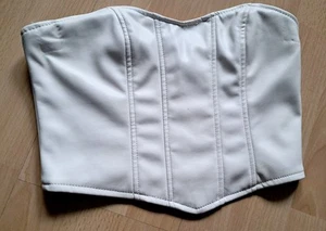 AMISU,Top, Gr.M, Bustier, Lederimitat, Polyurethan, weiß,kl. Reißverschluß! - Bild 1 von 4