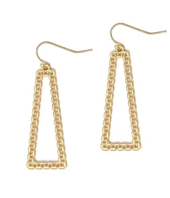 Pendientes colgantes de oro con cadena triangular aldaba de puerta Foto 1 de 4