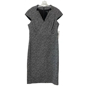Maggy London Women Black White Size 14 Career Work Form Fitting Sleeveless Dress - Picture 1 of 6
