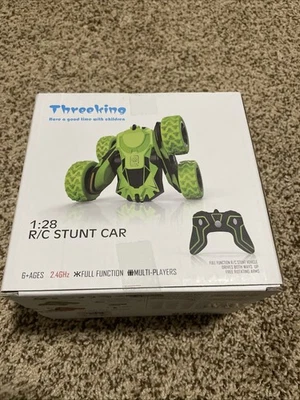 ThreeKing RC Stunt Car Toy for Kids Age 6+, 4WD Double Sided 360° Green NEW! - Image 1 of 3