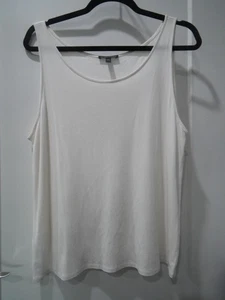 Camiseta sin mangas EILEEN FISHER de seda elástica cuello redondo marfil talla XL - Imagen 1 de 7