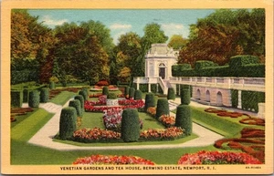 VENETIAN GARDENS and TEA HOUSE Berwind Estate NEWPORT, Rhode Island Postcard - Picture 1 of 2