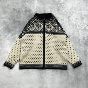 Chaqueta Suéter Dale of Norway Cremallera Completa Tejido Pesado Lana Beige/Negro Talla L - Imagen 1 de 24
