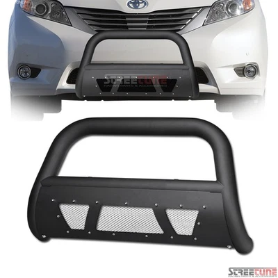 For 11-20 Toyota Sienna Matte Blk Studded Mesh Bull Bar Push Bumper Grille Guard - Imagem 1 de 3