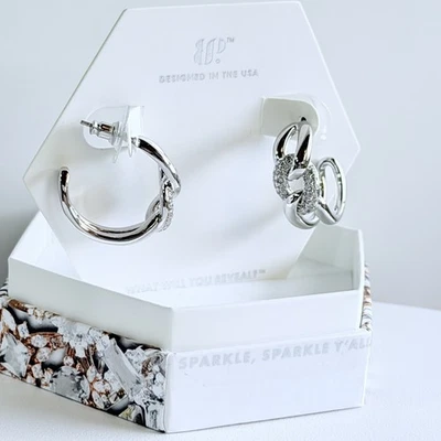 Pendientes Bomb Party Abril Aros "Nos encantan los detalles" Circonita cúbica en eslabones de rodio Foto 1 de 4