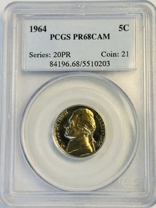 1964 5C Jefferson Nickel Proof PCGS PR68CAM (511.203) - Foto 1 di 4