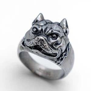 Men's Stainless Steel Pit Bulldog Ring 178 - Picture 1 of 4