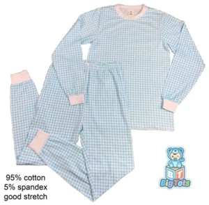Adult pajamas Baby Blue and White Gingham Check print - Picture 1 of 3