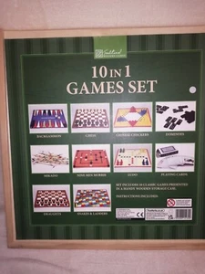 wooden cased Classics 10 in 1 Board Game Set- chess Mikado ludo backgammon ++ - Picture 1 of 2