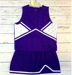 Adult XL Purple & White Blank No Logo Cheerleader Cheerleading Uniform Set NWT - Picture 1 of 2