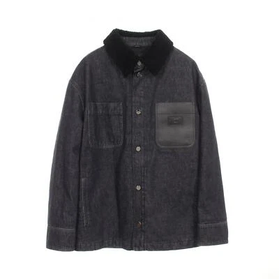 FENDI Denim Jacket #48 FW1363ATK7F0QA148 leather cotton Navy Black - Image 1 of 4